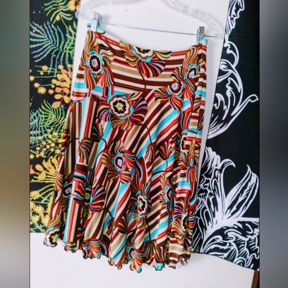 Bisou Bisou Mid Length Skirt Colorful Midi  Y2K Medium - Picture 1 of 3